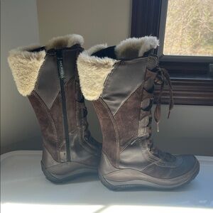 Merrell Brown Faux-Fur Cuff Lace-Up Winter Boots